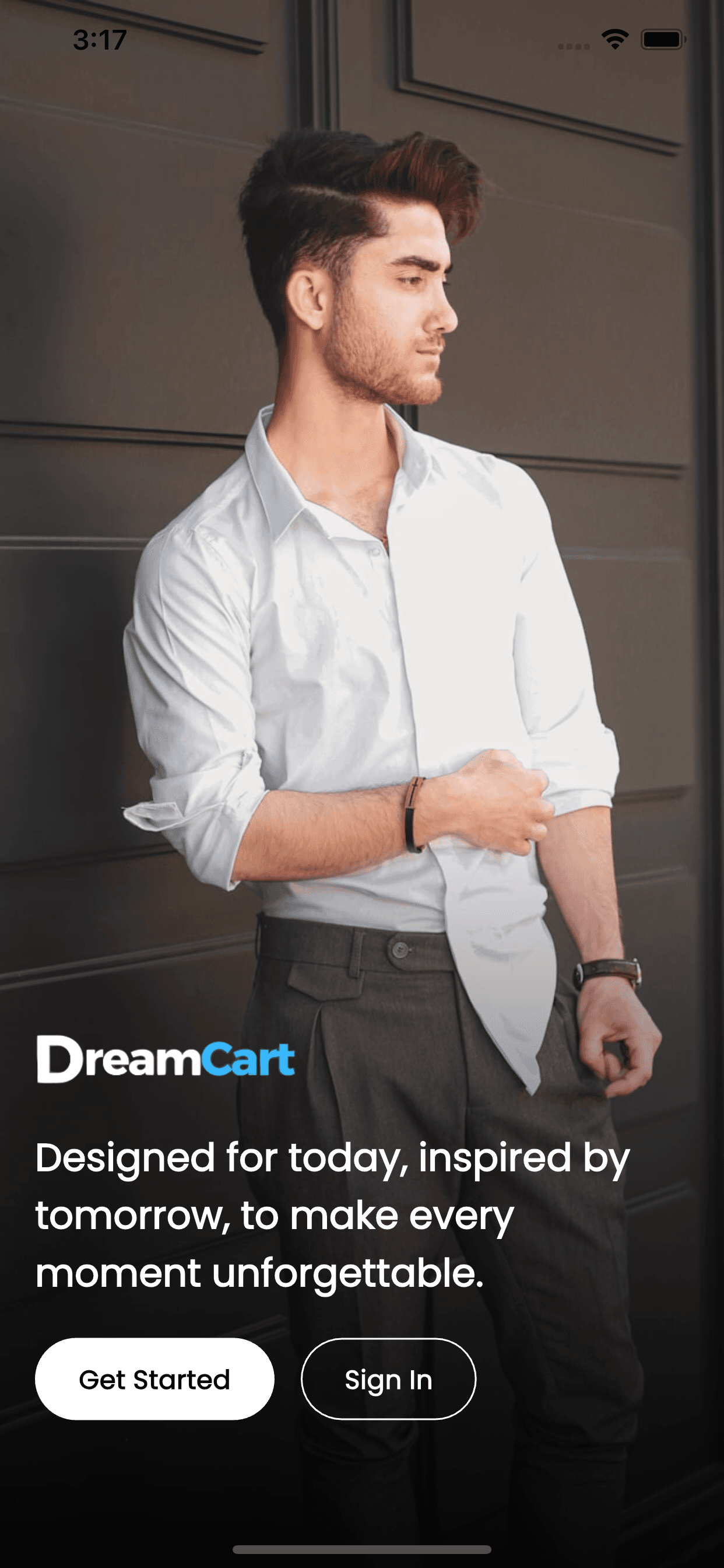 DreamCart app intro and onboarding – Flutter WooCommerce ecommerce mobile app
