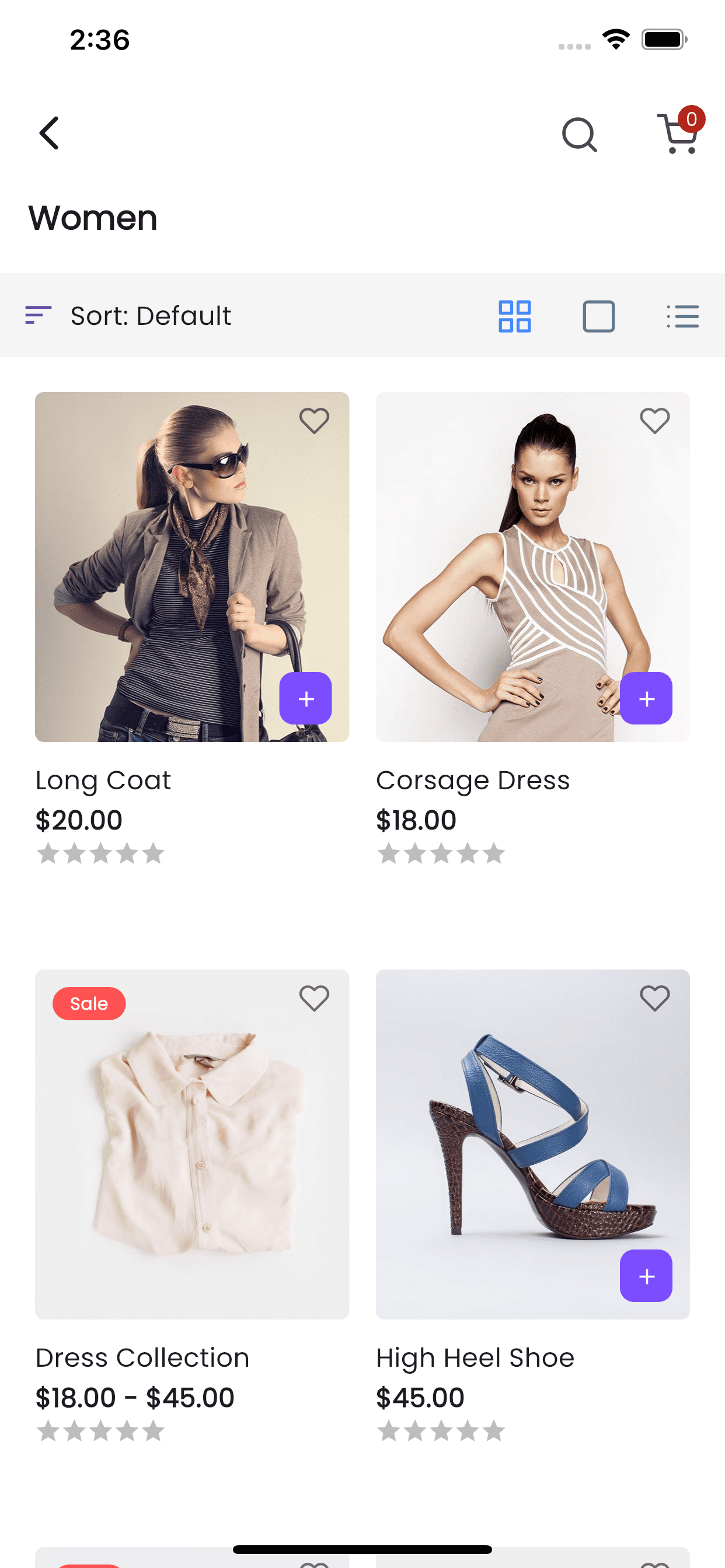 DreamCart product listing with grid view – WooCommerce Flutter app