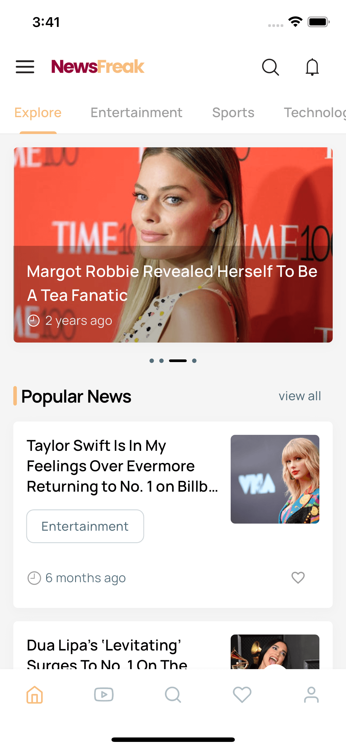 Newsfreak app – Flutter WordPress news app dark mode
