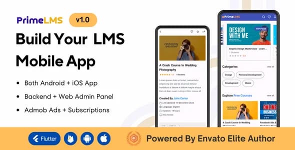 Prime LMS - Flutter LMS app: courses, quizzes, certificates, admin panel.